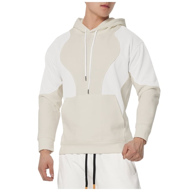 TIMIFIS Chandails en Molleton à Capuche pour Hommes Automne Patchwork Sport Chandail Décontracté Mode Manches Longues