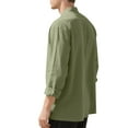 thumbnail image 6 of Mens Long Sleeve Linen Shirt Button Up Loose Fit Vintage Cuban Shirts Banded Collar Henley T-Shirt, 6 of 9