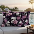 thumbnail image 4 of Halloween Skull Outdoor Waterproof Pillow Covers, Vintage Pink Rose Purple Flower Decorative Rectangle Throw Pillowcase Sofa Cushion Sham for Patio/Couch/Chair, 20"x12" 2 Pack, 4 of 8