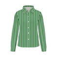 thumbnail image 5 of ShomPort Womens Button Down Shirts Striped Classic Long Sleeve Collared Office Work Blouses Tops (Green 11), 5 of 5