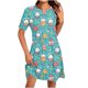 thumbnail image 1 of Vestido Corto para las Mujeres Cuello Redondo Manga Corta Impresa Suéter, Moda Casual Estilo Línea, 1 of 8