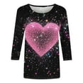 thumbnail image 3 of Wovix Valentine'S Women'S Wife'S Day Graphic Tees 3/4 Sleeve Pullover Crewneck Casual Loose Front Big Heart Tops Trendy Tee Gifts, 3 of 3