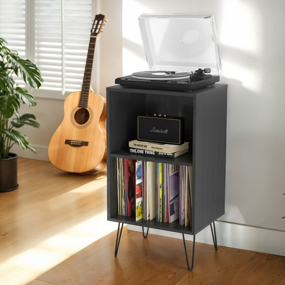 CorLiving Vintora Engineered Wood Open Shleved Turntable Media Stand
