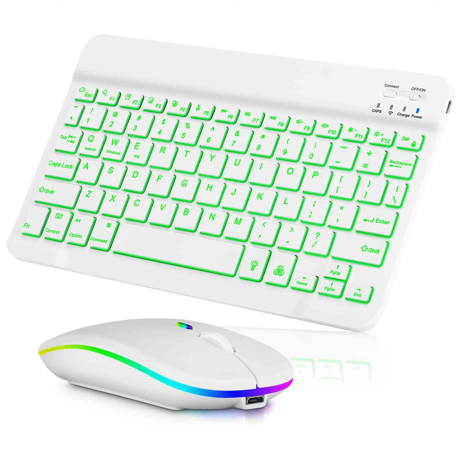 UX030 Lightweight Keyboard and Mouse with RGB Light, Multi Device slim Rechargeable Keyboard Bluetooth 5.1 and 2.4GHz Stable Connection Keyboard for iPad, iPhone, Mac, Android, Windows - Walmart.com