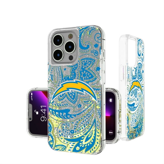 Los Angeles Chargers iPhone Paisley Design Glitter Case