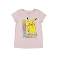 thumbnail image 4 of Pokemon Pikachu Girl's Shirt Kanji Short Sleeve Crewneck T-Shirt For Kids, 4 of 5