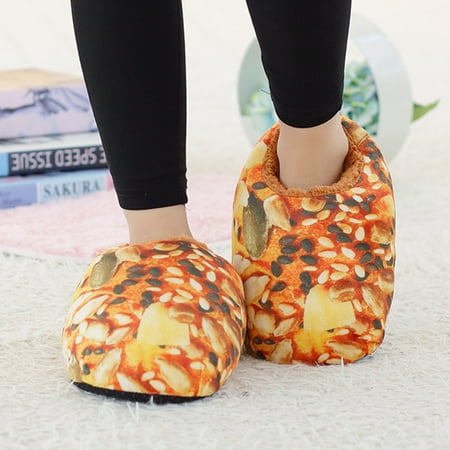 

Womens New 3D Bread Stuffed Slippers Winter Warm Home Indoor Carpet Shoes