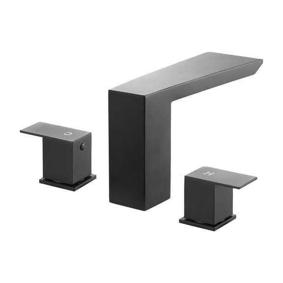 KFFKFF Roman Tub Faucet Set with Dual Handles, Deck-Mounted Waterfall Faucet for Bathing, Pet Care, and Baby Washing, Matte Black Finish, Stainless Steel Construction, 3-Hole Design