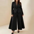 thumbnail image 2 of BODOAO Women's Dressy Pant Suit Mesh Sheer Sleeve Ruffle Blazer and Wide Leg Pants Set, Casual Work Office Business Party Matching Pantsuit Outfit for Meetings and Events Black 4XL, 2 of 7