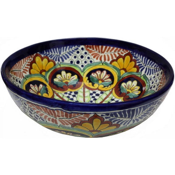Greca C Round Ceramic Talavera Vessel Sink