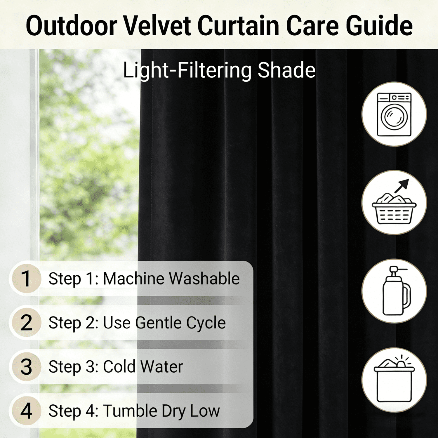 SNITIE Velvet Outdoor Curtains 52x84/96/108 Inch Set of 4 - Grommet Top, UV & Water Resistant, Fade-Resistant, Machine Washable for Gazebo Patio Porch