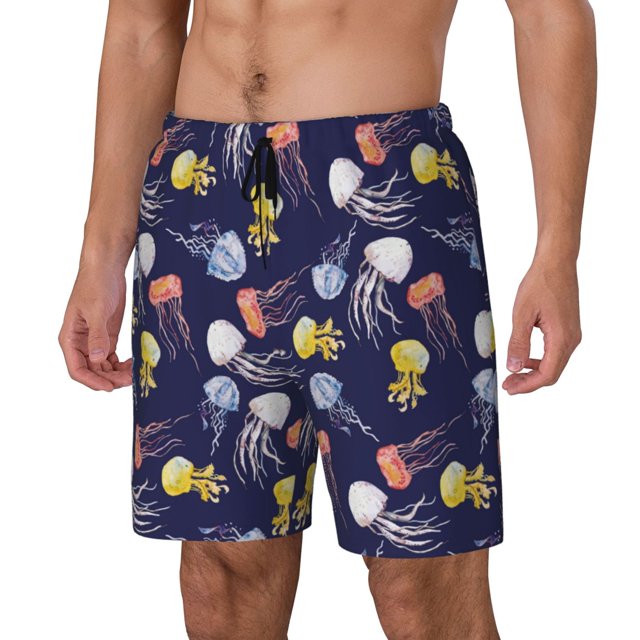 Fotbe Colorful Jellyfish Traje de Baño para Hombre – Shorts de Natación de Secado Rápido con Forro y Bolsillos-XX-Large