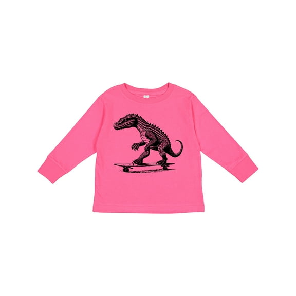 Inktastic Funny Alligator on Skateboard Boys Long Sleeve Toddler T-Shirt