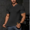 thumbnail image 7 of OGLCCG Mens Muscle Slim Fitted T Shirt V-Neck Longline Henley Shirt Solid Color Summer Soft Gym Workout Athletic Tee Shirts, 7 of 7