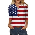 thumbnail image 2 of SELONE 3/4 Sleeve Tops for Women Dressy Casual Three-Quarter Sleeve Tops Regular Fit T Shirts Pullover Tees Tops Usa Flag Print T-Shirts Crew Neck Tops Casual Blouses Button Down T Shirts White XXL, 2 of 5