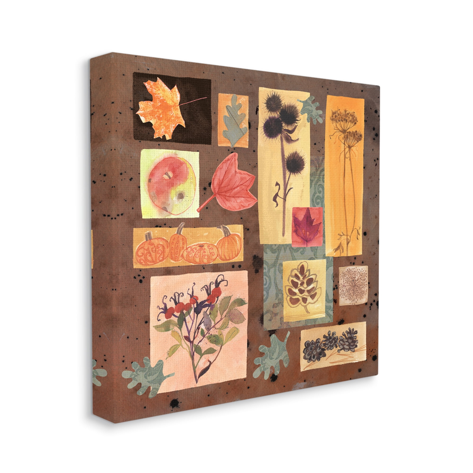 Stupell Industries Autumn Botanicals Pattern Holiday Painting Gallery Wrapped Canvas Art Print Wall Art, 30 x 30