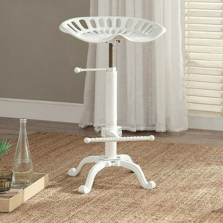 Contemporary Home Living Adjustable Tractor Seat Barstool - 22.5" - White