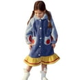 thumbnail image 1 of WEAIXIMIUNG Pyjamas pour Filles Taille 10-12 Ensembles Enfants Filles Mignonnes Robes à Capuche en Flanelle Bouton devant Robe avec Poches Chemise de Nuit Confortable Vêtements de Maison, 1 of 7