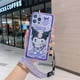 thumbnail image 1 of Funda de teléfono Sanrio Cinnamoroll para Iphone 13 12 11 Pro Max 7 8 Plus Kuromi funda XR XS X con correa espejo cubierta de lujo mujer chica xuanjing  unisex, 1 of 2