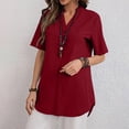 thumbnail image 1 of Summer Savings Cagogo Short Sleeve Plus Size Shirts for Womens Summer Tops Clearance Under $5 Loose Fitting Solid Color Basic Tunic Tops V Neck Button Down Trendy Spring Shirt Mother Day Gifts, 1 of 6