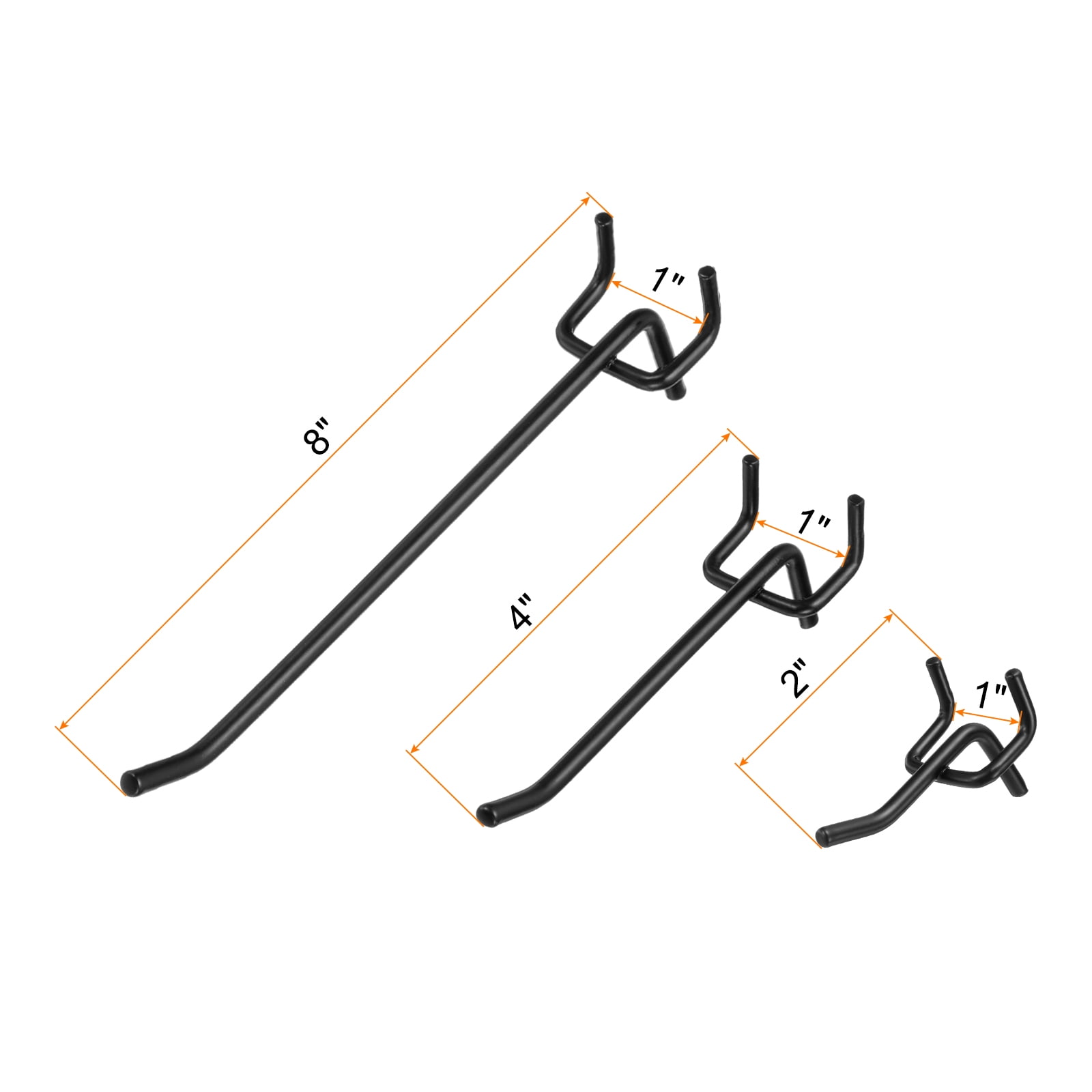 Uxcell 60pcs Pegboard Shelving Hooks 2" 4" 6" Stainless Steel Peg Board Display Hook Holders for Workbench, Black