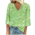 thumbnail image 2 of GaThRRgYP Women's Loose Fit Short Sleeve Blouse - Summer Comfort Top,Women's Long Sleeve Summer V Neck Sexy Casual Regular Printed Blouse Green XL, 2 of 5