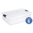 thumbnail image 1 of Sterilite 30 Liter ClearView™ Latch Box, Clear Plastic Storage Bin with Lid and Purple Latch - 6 Pk, 1 of 6