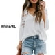 thumbnail image 3 of Minnieouse Jersey Top de encaje Casual camisa de manga larga moda estilo suelto cuello en V gasa ropa de vestir al aire libre viajar Prendas para la parte del cuerpo Blanco XL Minnieouse AP015656-09, 3 of 6
