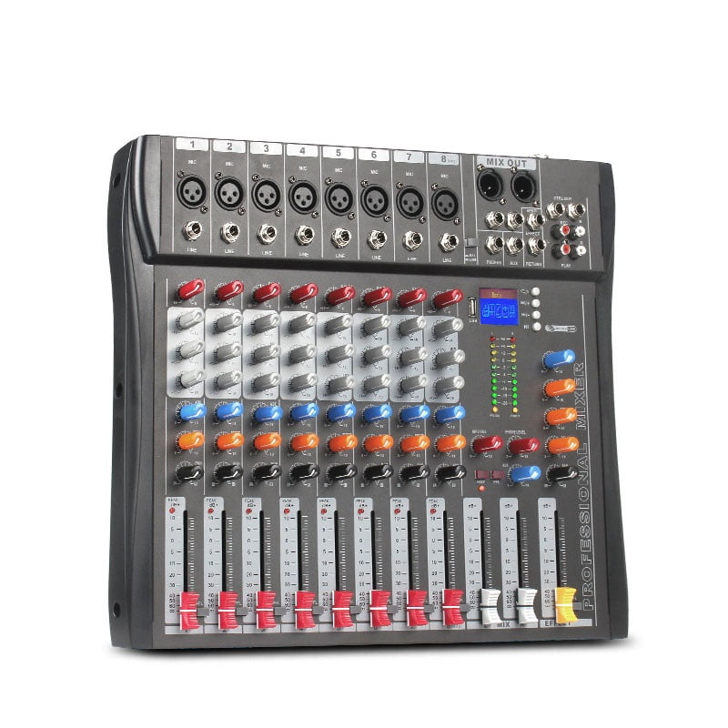 8 Channel Professional DJ Mixer Console Digital Stage Sound Equipment with Fader Controller