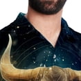 thumbnail image 5 of Taurus Constellation Men's Button Down Hawaiian Print Short Sleeve Casual Summer Beach Shirts, 5 of 6