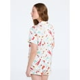 thumbnail image 4 of Joyspun Women’s Stretch Satin Short Sleeve Top and Shorts Pajama Set, Sizes XS-3X, 4 of 6