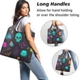 thumbnail image 2 of 5 Pack Foldable Shopping Bag,Neon Halloween Pattern Reusable Grocery Bags with Pockets,Large Reusable Tote Bags with Handles Waterproof & Lightweight, 2 of 6