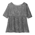 thumbnail image 4 of HLKJKLS Long Sleeve Shirts For Women Printed 3/4 Sleeve Crew Neck Loose T Shirt Soft Bubble Wrinkles Fashion Gray S-5Xl, 4 of 4