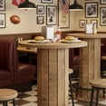 thumbnail image 6 of Finmind Black Round Bar Height Dining Table, Wood Strip Base with Footrest for Home Commercial Space, 6 of 7