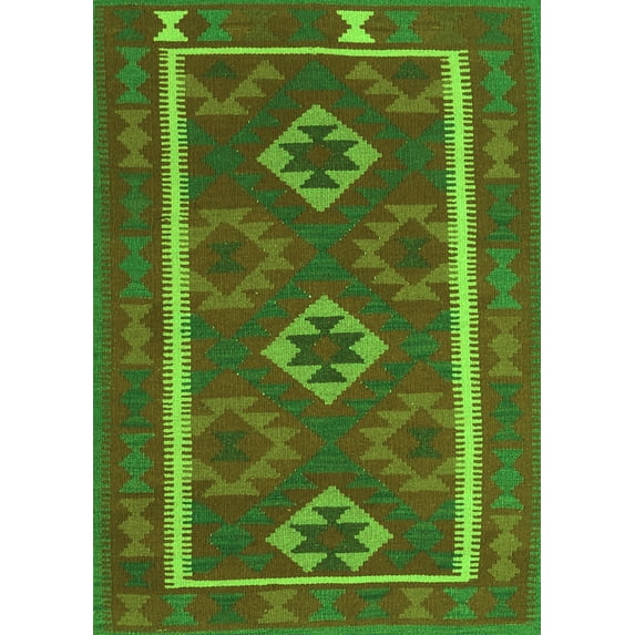 Ahgly Company Indoor Rectangle Oriental Green Traditional Area Rugs, 7' x 10'