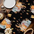 thumbnail image 2 of Table Runner Dresser Scarves 36 Inch Long,Thanksgiving Turkey Fall Pumpkin Linen Dining Table Runners Orange Maple Leaf on Black Tabletop Scarf for Wedding Holiday Party Kitchen, 2 of 9