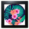 thumbnail image 1 of Flor planta hoja azul cielo Mesa de pared con marco cuadrado negro, 1 of 4