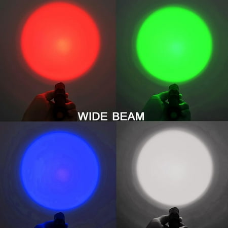 TRAHOO-Red Green Blue White Light Flashlight Single Mode LED Flashlight with Clip Zoomable Mini Flashlight for Hunting Camping Night Observation 4 Pack
