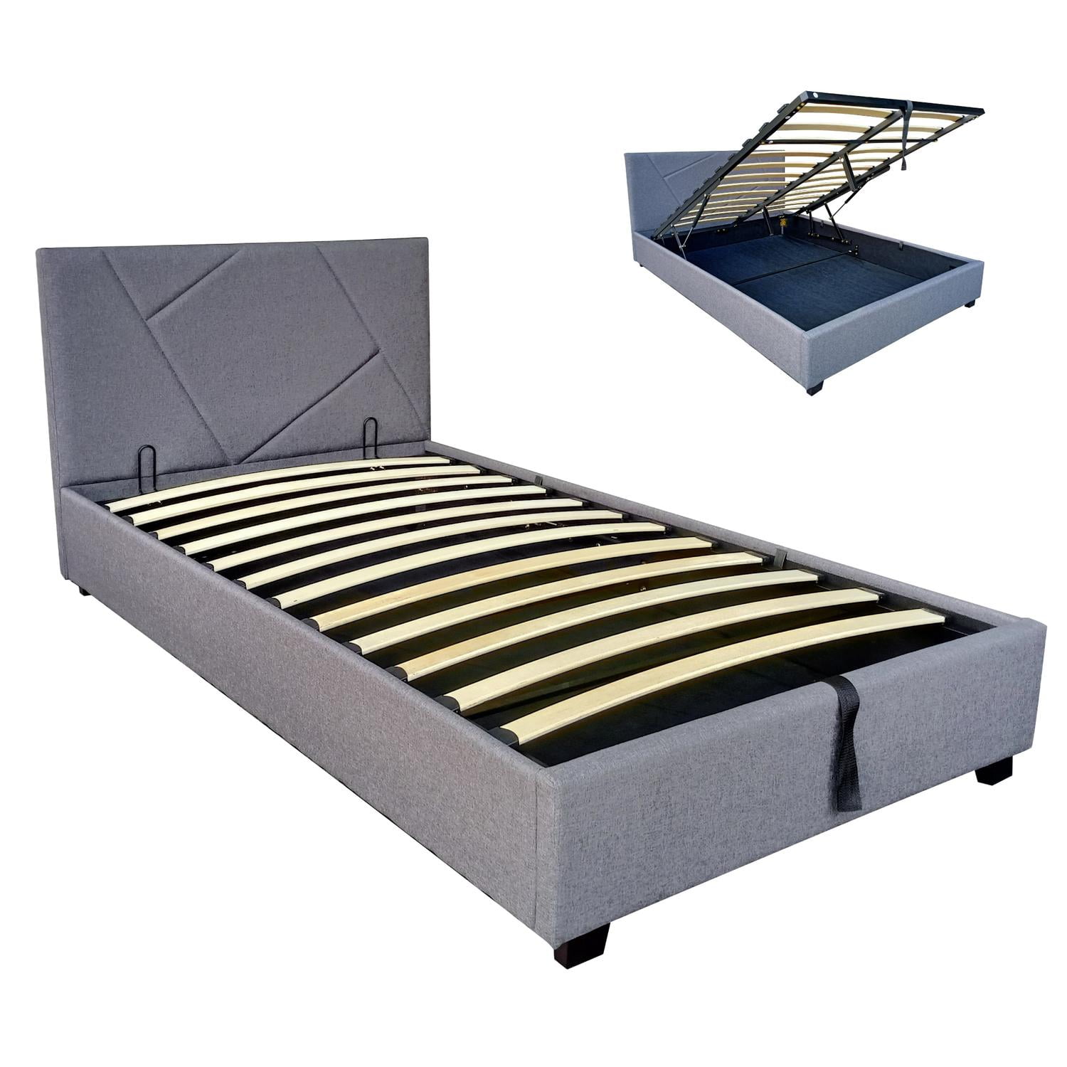 Base Para Cama Individual Abatible Box De Metal Madera Color Gris ...