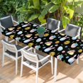 thumbnail image 2 of Easter Table Cloths for 8 Foot Rectangle Tables, Spring Watercolor Bunny Eggs Flowers Black Patio Waterproof Elastic Fitted Tablecloths, Washable Rectangular Table Cover for Camping, 2 of 8