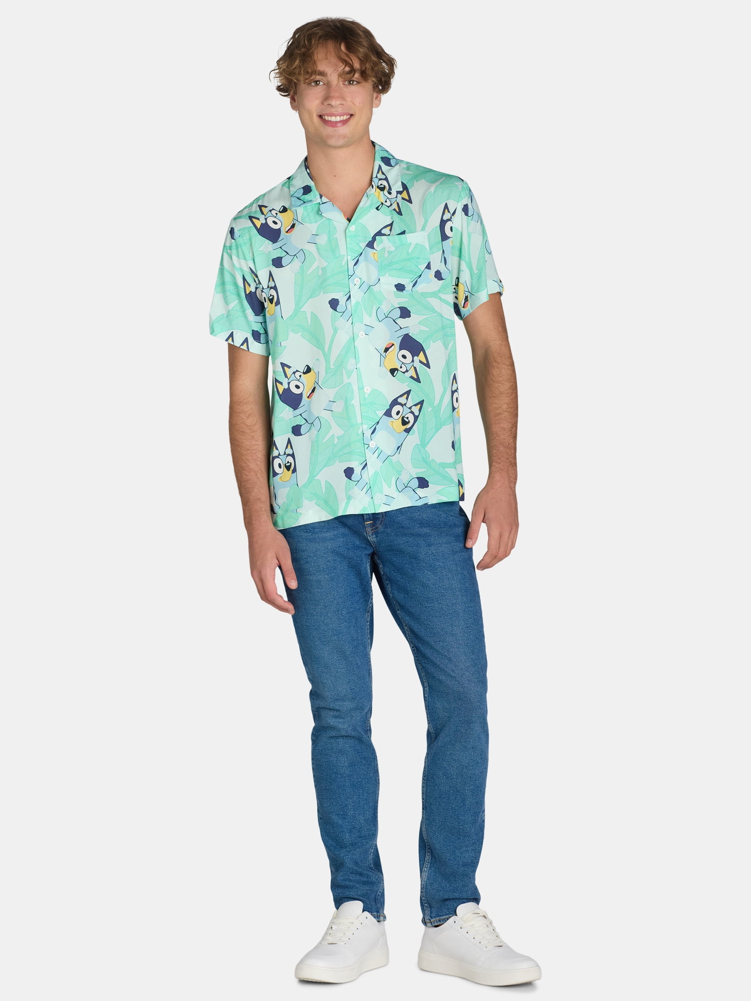 Bluey Men’s and Big Men’s Palm Trees Graphic Polo Shirt, Sizes S-3XL