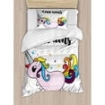 thumbnail image 3 of Ambesonne Love Wins Unicorn Character Rainbow Tail Duvet Cover Set, 3 of 3