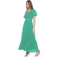 thumbnail image 2 of eloria Women's Georgette Frilled Design V Neck Sleevless Party Long Maxi Dress, Color : Sea Green | Size : XXL, 2 of 5
