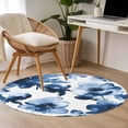 thumbnail image 5 of Spring Floral Round Area&nbsp;Rug 4ft Watercolor Gradient Blue Leaves Flower Rustic Farmhouse Non-Slip&nbsp;Washable Circle Rugs Soft Felt Indoor Floor Mat for Bedroom Kitchen Living Room Bathroom, 5 of 9