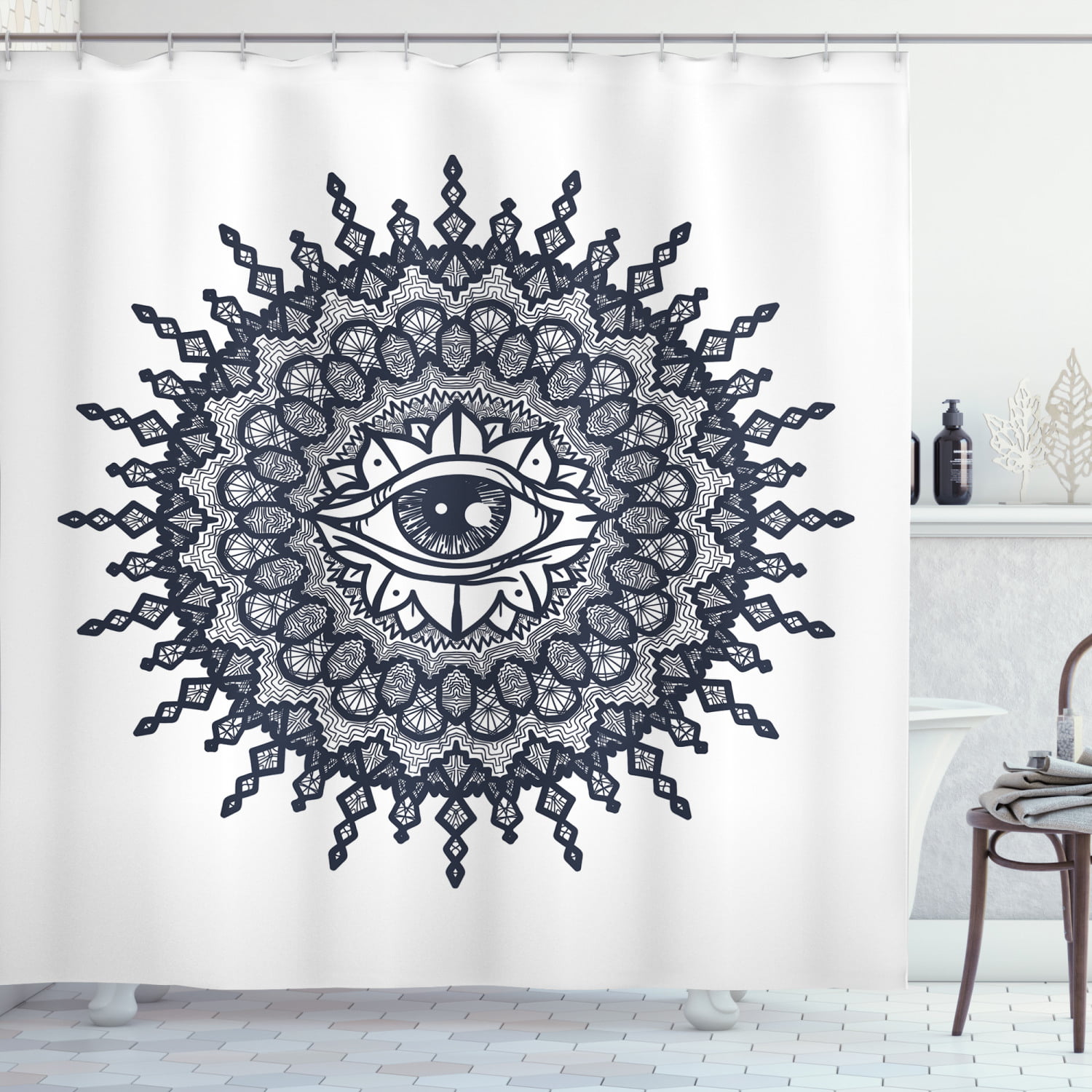 Bohemian Shower Curtain Authentic Occult Art Print for Bathroom 70 Inches Long 