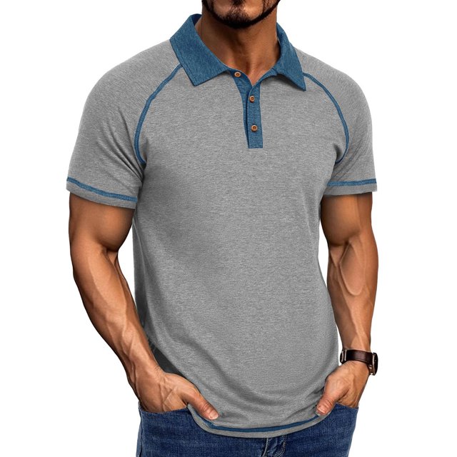 pstuiky Camisas casuales de manga corta para hombre, Blusa de manga corta con cuello vuelto, transpirable, con botones y color liso para hombre camisas casuales para hombre s