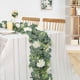 thumbnail image 3 of Guirnalda de eucalipto artificial con flores, guirnalda de vegetación floral sintética para centro de mesa de boda, fiesta, ceremonia, telón de fondo, decoración de arco, 3 of 8