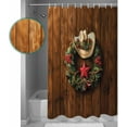 thumbnail image 6 of Christmas Shower Curtain Western Texas Star Christmas Wreath Shower Curtains for Bathroom Decor Cowboy Hat Christmas Decoration Bath Curtains Sets with Hooks Waterproof, 84x72 in, 6 of 6