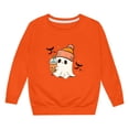thumbnail image 4 of Wuxian Toddler Kids Halloween Sweatshirt Pullover Cute Ghost Pumpkin Graphic Print Top Shirt Crewneck Long Sleeve Casual Loose Streetwear,Orange,13-14 Years, 4 of 4