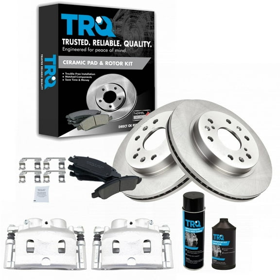 TRQ Front Ceramic Brake Pad Rotor & Caliper Kit w/Chemicals for GM Truck SUV BKA16791 Fits select: 2007-2008 CHEVROLET SILVERADO, 2008 GMC SIERRA